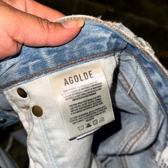 Agolde Parker Cut-Off Shorts Womens 24 Blue Denim 100% Cotton Pockets Distressed - Picture 5 of 9